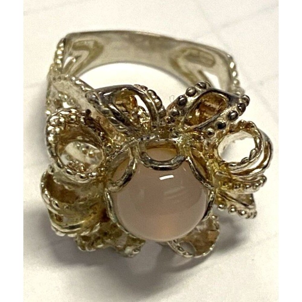 Vintage Sterling Silver Ring Lavender Stone Flower Intricate Size 9 HTF